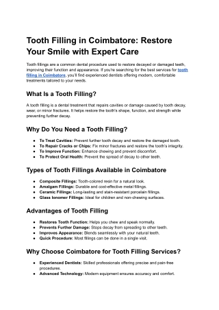 tooth filling in coimbatore