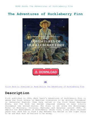 READ Books The Adventures of Huckleberry Finn