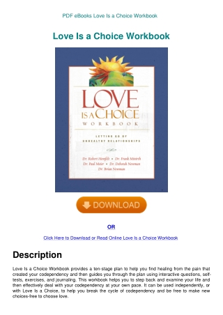 PDF eBooks Love Is a Choice Workbook