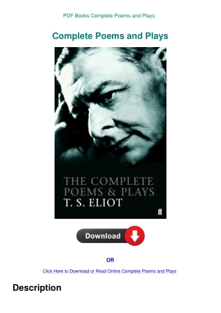 PDF Books Complete Poems and Plays