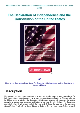 READ Books The Declaration of Independence and the Constitution of the United States