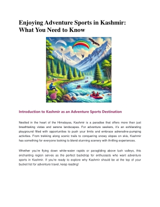 Enjoying Adventure Sports in Kashmir