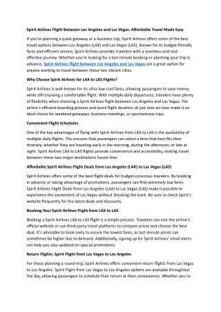 Spirit Airlines Flight Between Los Angeles and Las Vegas Affordable Travel Made Easy