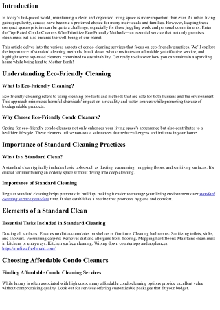 Eco-friendly condo cleaners who are highly rated