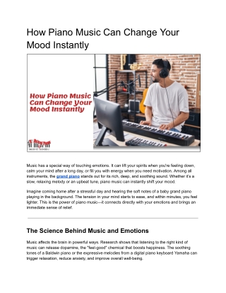 How Piano Music Can Change Your Mood Instantly