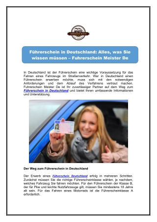Führerschein Deutschland – Fuhrerschein Meister DE