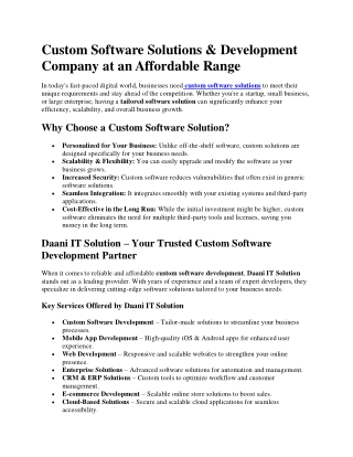 Custom Software Solutions