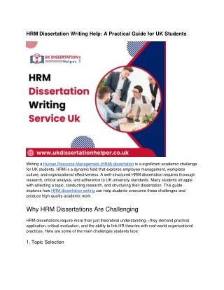 HRM Dissertation Writing Help: A Practical Guide for UK Students