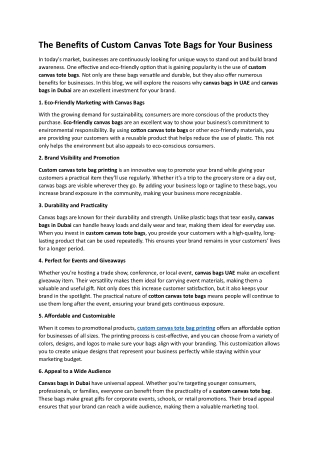 The Benefits of Custom Canvas Tote Bags for Your Business