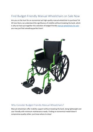 Manual wheelchair