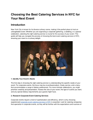 Tips for Choosing the Best Event Catering Services in NYC
