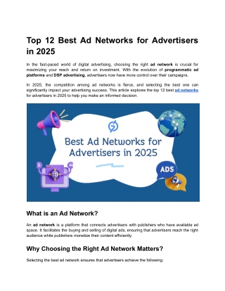 Top 12 Best Ad Networks for Advertisers in 2025