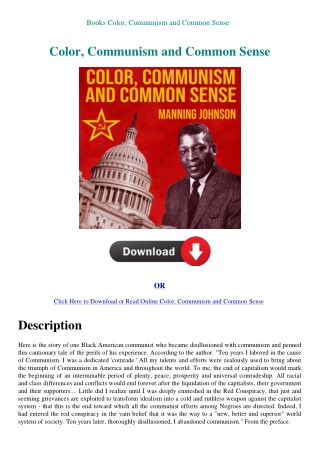 Books Color  Communism and Common Sense