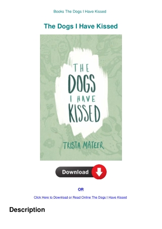 Books  The Dogs I Have Kissed