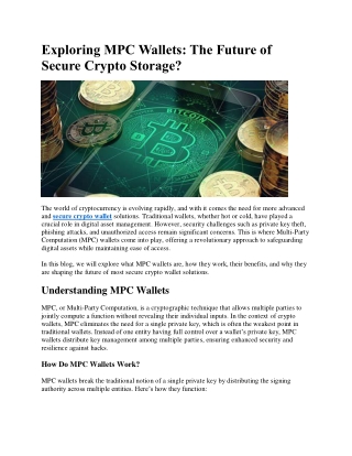 Exploring MPC Wallets