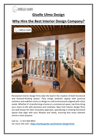 Leading New York City Design Firms Enhance Your Area