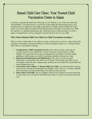 Bansal Child Care Clinic