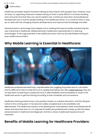 On-The-Go Learning_ Mobile Learning Strategies to Empower Busy Healthcare Providers