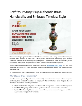 Buy Authentic Brass Handicrafts and Embrace Timeless Style