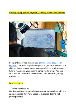 Gaming laptop service Fujairah _ Gaming repair shop near me