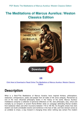 PDF Books The Meditations of Marcus Aurelius Weston Classics Edition