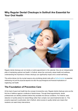 Why Regular Dental Checkups in Solihull Are Essential for Your Oral Health