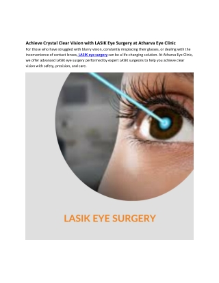 LASIK Eye Surgery – Clear Vision with Expert LASIK Surgeons | Atharva Eye Clinic