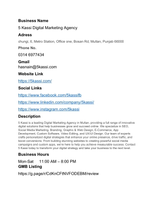 5 Kassi Digital Marketing Agency