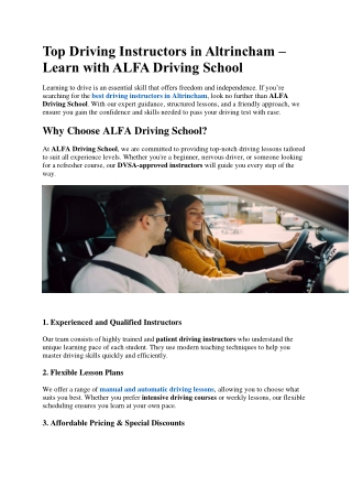 Top Driving Instructors in Altrincham
