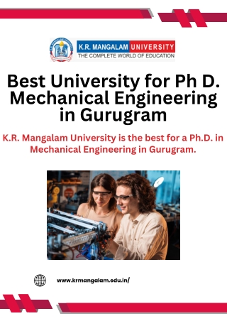 Best University for Ph D. Mechanical Engineering in Gurugram