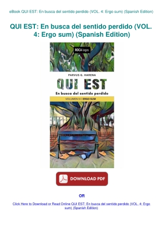 eBook QUI EST En busca del sentido perdido (VOL. 4 Ergo sum) (Spanish Edition)