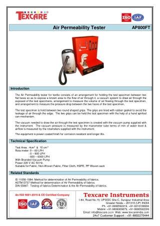 Air Permeability Tester AP800FT