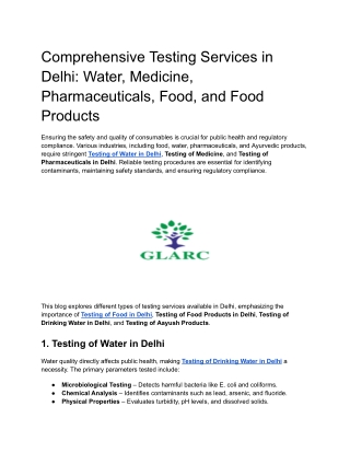 Comprehensive Testing Services in Delhi_ Water, Medicine, Pharmaceuticals, Food, and Food Products
