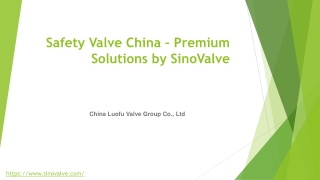 Safety Valve China – Premium Solutions by SinoValve