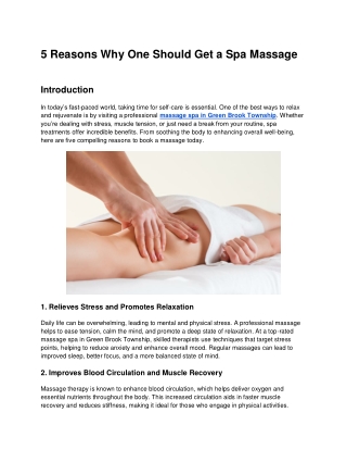 Learn 5 Benefits of Getting a Spa Massage