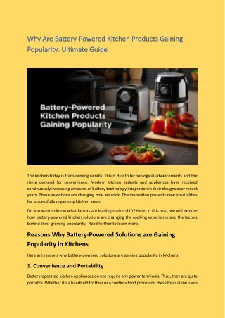 Why Are Battery-Powered Kitchen Products Gaining Popularity?