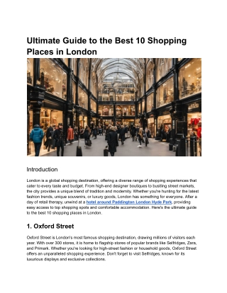 Ultimate Guide to the Best 10 Shopping Places in London