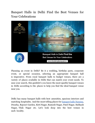 Banquet Halls in Delhi Find the Best Venues for Your Celebrations