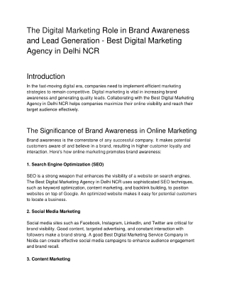 Why Choose the Best Digital Marketing Agency in Delhi NCR?