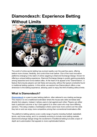 Diamondexch_ Experience Betting Without Limits