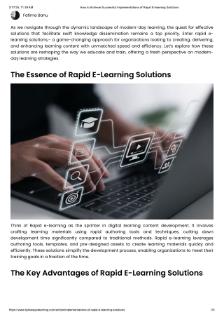 How to Achieve Successful Implementations of Rapid E-learning Solutions