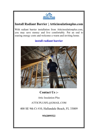 Install Radiant Barrier | Atticinsulationplus.com