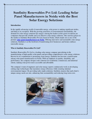 Sunfinity Renewables Pvt Ltd