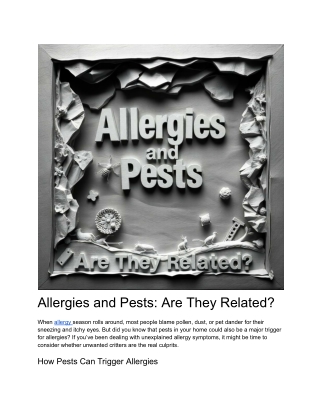 Allergies and Pests: Are They Related?
