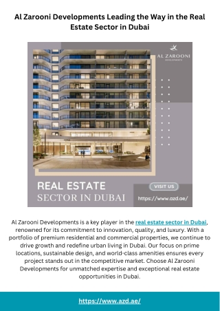 Al Zarooni Developments Leading the Way in the Real Estate Sector in Dubai
