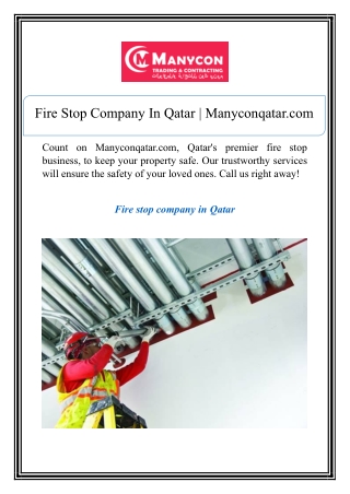 Fire Stop Company In Qatar | Manyconqatar.com