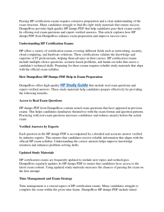 HP Study Guide Secrets Revealed How DumpsBoss Helps You Pass