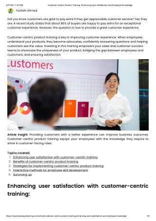 Customer Centric Product Training_ Enhancing User Satisfaction and Employee Knowledge