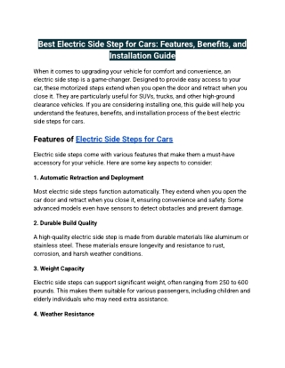 Best Electric Side Step for Cars_ Features, Benefits, and Installation Guide