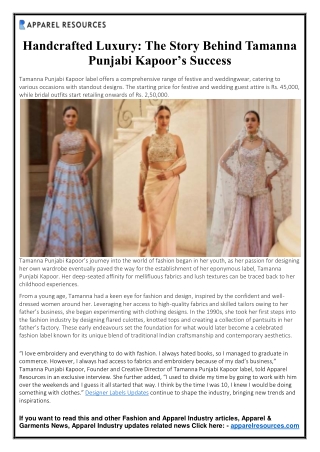 Handcrafted Luxury The Story Behind Tamanna Punjabi Kapoor’s Success